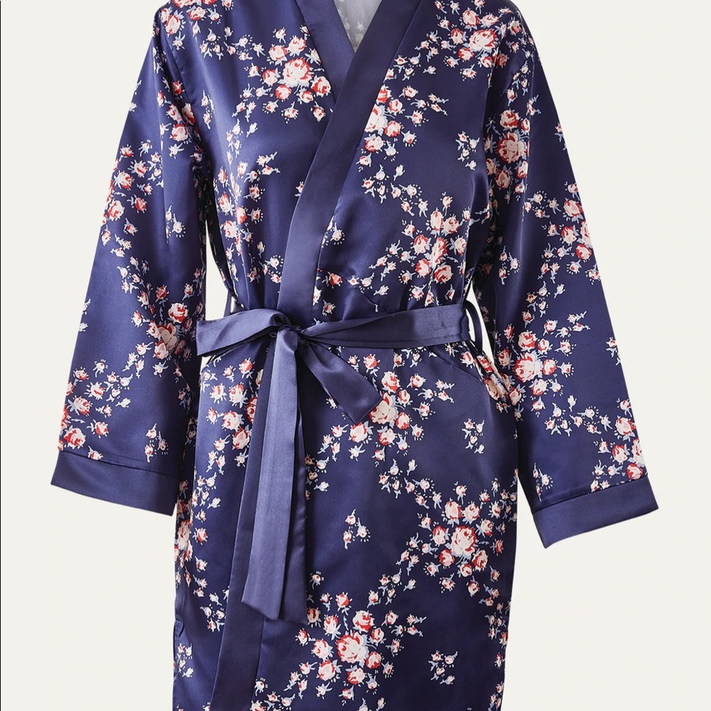 Brand new in packaging blue floral silky robe